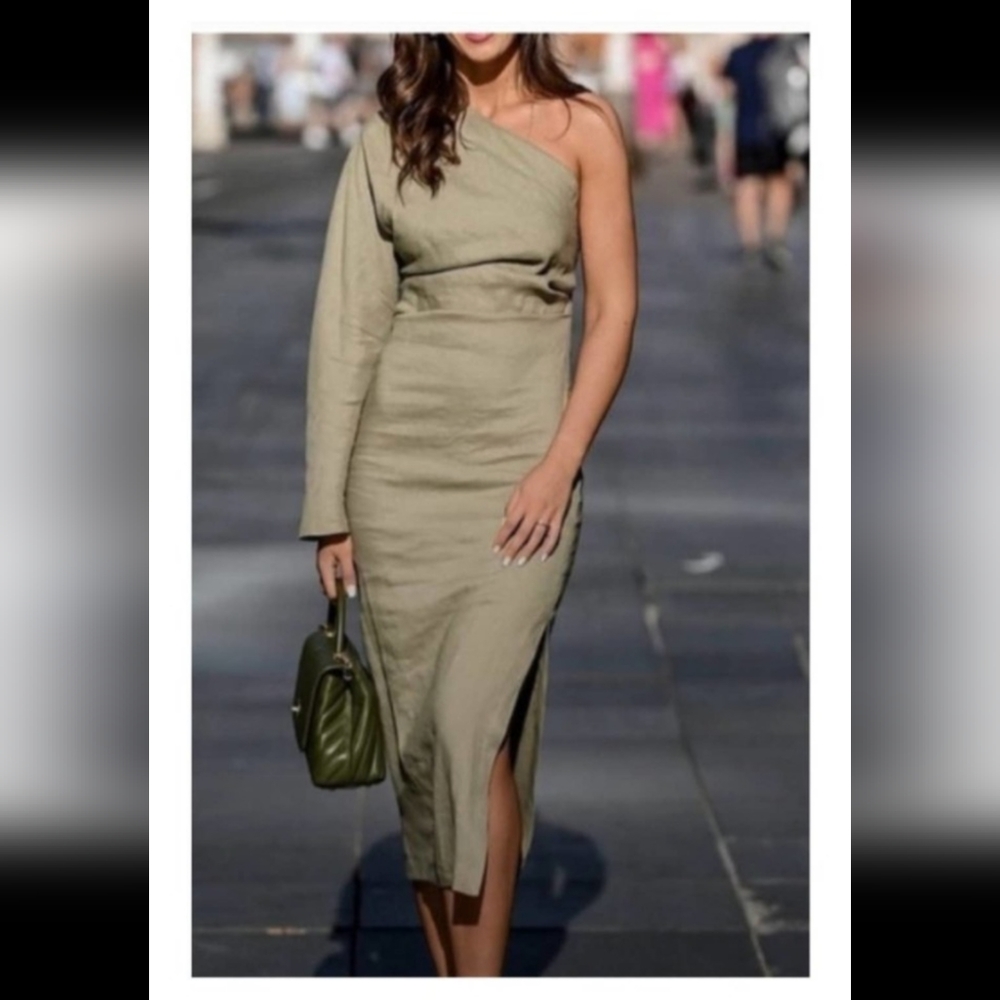 NWT Zara Asymmetrical One Sleeve Dress